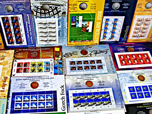 100 leere Numisblätter von 10 und 20 Euro Münzen mit 10'er Bögen Briefmarken !! - Bild 5 von 13