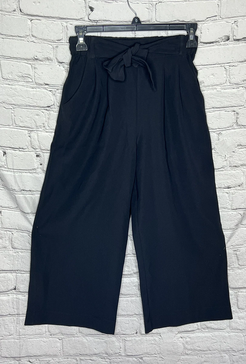 Lululemon Womens Noir Crop Black Pants High Waisted Belted Wide Leg Size 2