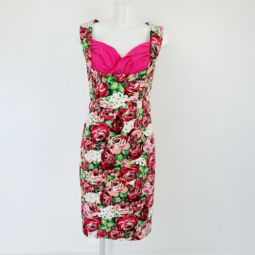 Lindy Bop Wiggle Dress UK 12 Pencil 50's Pin UP Vanessa Pink Floral Wedding - Picture 24 of 24