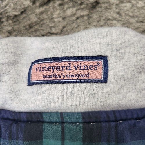 Vineyard Vines Sweatshirt Womens Small Gray Green Plaid Cotton 1/4 Zip Pullover - Picture 15 of 17