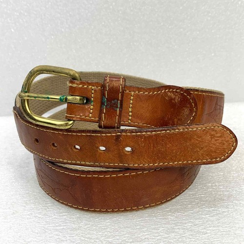 tommy bahama Reef Riders Solid Grass Buckle Leather on Canvas Belt 30mm - Picture 1 of 9