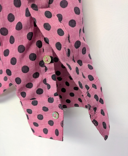 Blusa para mujer Kut From The Kloth rosa lunares pequeña lazo frontal lengüeta enrollable - Imagen 4 de 9
