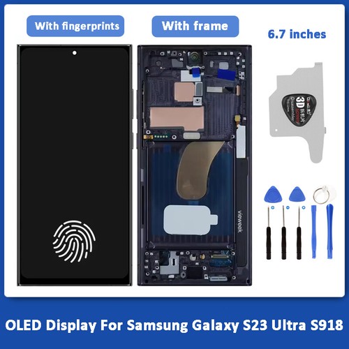 OLED LCD Display For Samsung Galaxy S23 Ultra S918 Touch Screen Digitizer+Frame - Photo 1 sur 19
