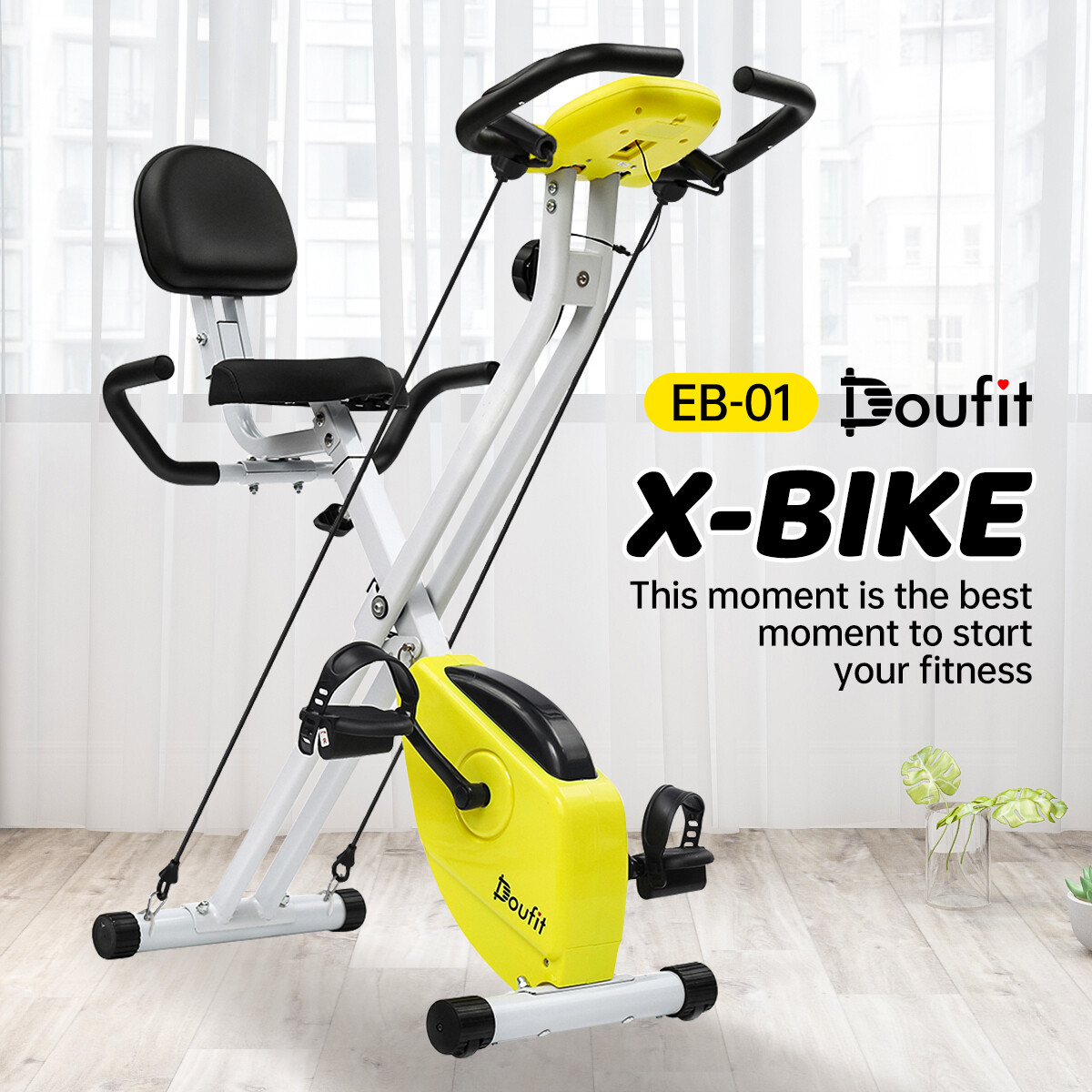 Doufit Stationary Exercise Bike Cycling Bicycle Cardio Resistance Band Exercis