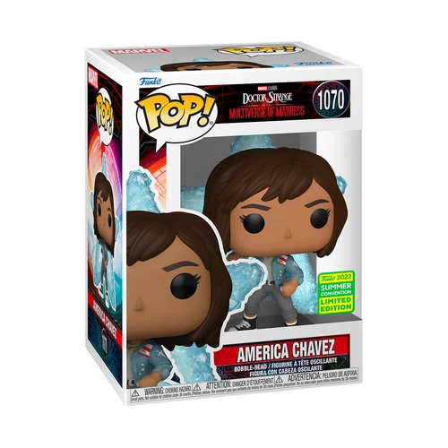 AMÉRICA CHAVEZ SAN DIEGO SDCC 2022 FUNKO POP MARVEL MULTIVERSO #1070 EN MANO