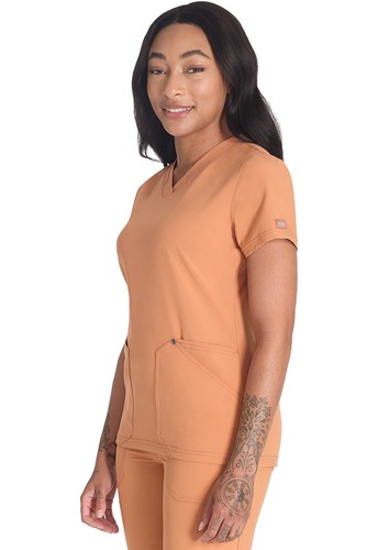 Dickies EDS NXT Scrubs V-Neck Top DK678 GNGW Ginger Glow Free Shipping - Picture 3 of 5