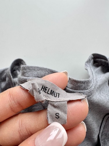 HELMUT LANG Grey Modal Jersey Scoop Neck Scoop Hem T-Shirt, Size S - Picture 8 of 10