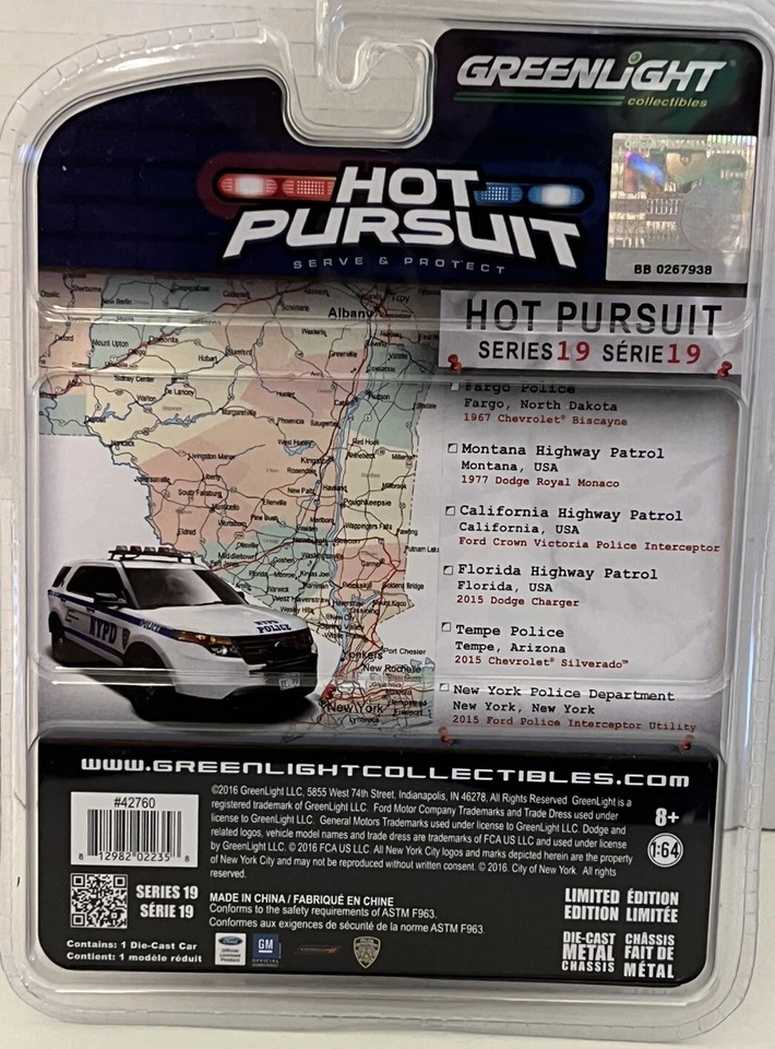 Greenlight NYPD 2015 Ford Interceptor Utility SUV Hot Pursuit 19 New York Police - Image 4 of 4