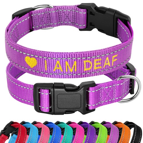 Embroidered Personalized Dog Collar Reflective Nylon Custom ID Name Phone Number - Picture 11 of 30