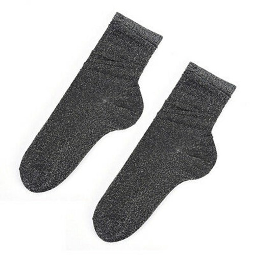 Glitter Socks Casual Socks Silver Shiny Socks Women Autumn Winter Retro - Picture 10 of 14