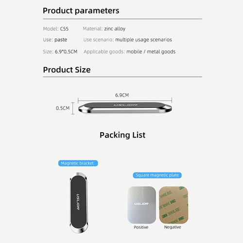 In Car Magnetic Phone Holder Dashboard Universal Mount Dash Bracket 6 Magnet Bar - Zdjęcie 8 z 14