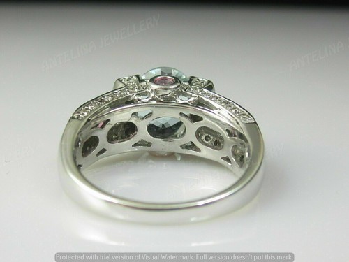 2 Ct Oval Cut Aquamarine Red Ruby Engagement Ring 925 Silver Gold Plated - Picture 9 of 12