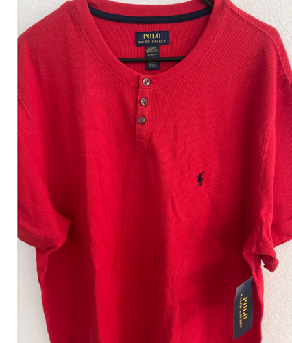 Polo Ralph Lauren Waffle Knit Shirt Red Men Sleep Lounge XL Comfort Cotton NWT - Picture 3 of 3