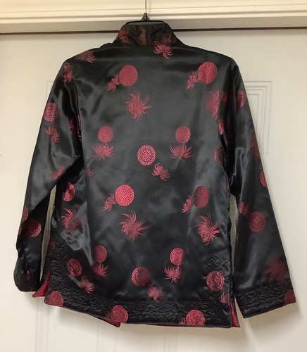 Vintage Neiman Marcus FFCO Women’s Reversible Asian Style Jacket SZ M Black Red - Picture 5 of 24