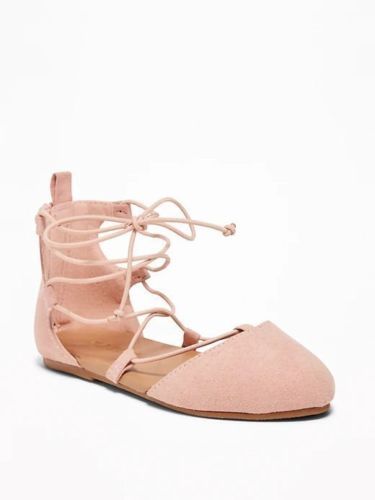 NEW Girl 12-18 months Toddler 5 OLD NAVY Rose Pink Faux Suede Lace Shoe Sandals  - Bild 1 von 1