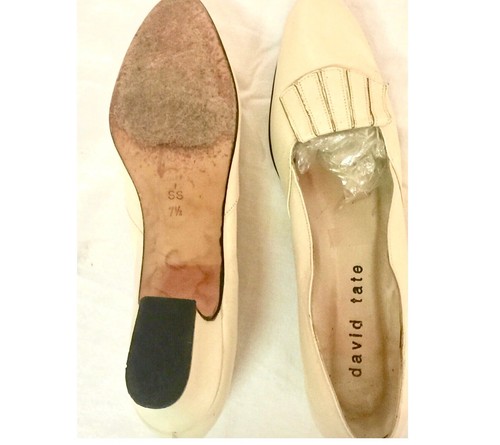 David Tate Damen cremefarben Leder adrette Kiltie dicke französische Heels ~ 7,5 SS - Bild 8 von 10