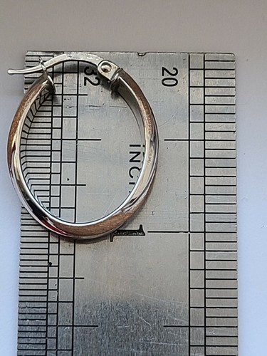 14k Gold Oval Twisted Hoop Earrings TwovTone White Gold Rose Gold 25mm Long - Picture 10 of 10