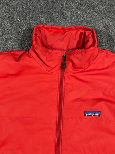 Patagonia Puffer Jacket Mens Large Red Long Sleeve Mock Neck Pockets 1930 - Afbeelding 2 van 18
