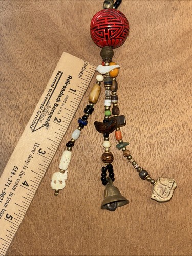 Beads of the World Vintage Necklace W/ Bell - Carved Stone fetish Animal Designs - Picture 6 of 7