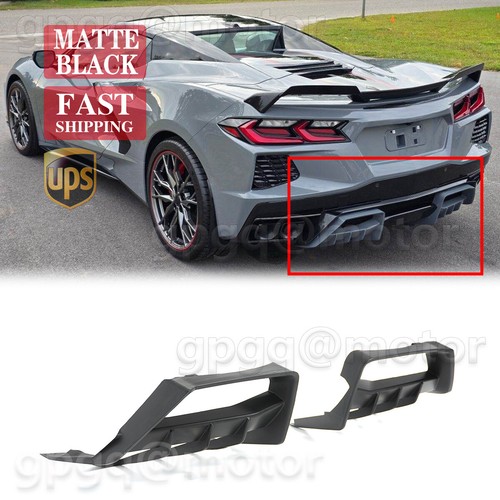 For Corvette C8 Z51 2020-2025 Matte Black V4 Add-On Rear Bumper Diffuser Spoiler - Picture 1 of 13