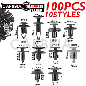 100 Pcs Black Fastener Clips Trunk Screw Rivets For Auto Car Bumper Fender 100 Pcs Black Fastener Clips Trunk Screw Rivets For Auto Car Bumper Fender