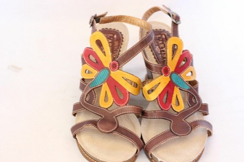 L'Artiste Spring Step Ronella Multi Strappy Wedge Leather Sandals ~41/10 M3020 - Picture 3 of 8