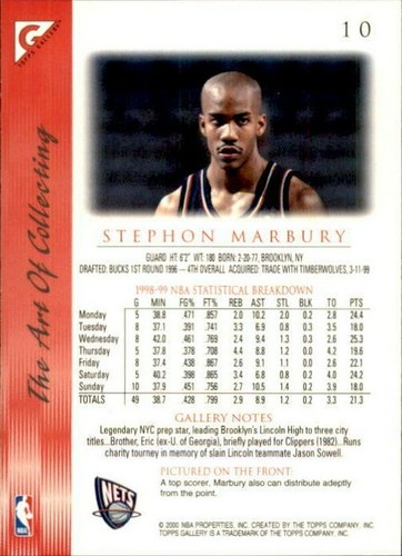 1999-00 Topps Gallery Basketball - Pick Your Card - Picture 7 of 99