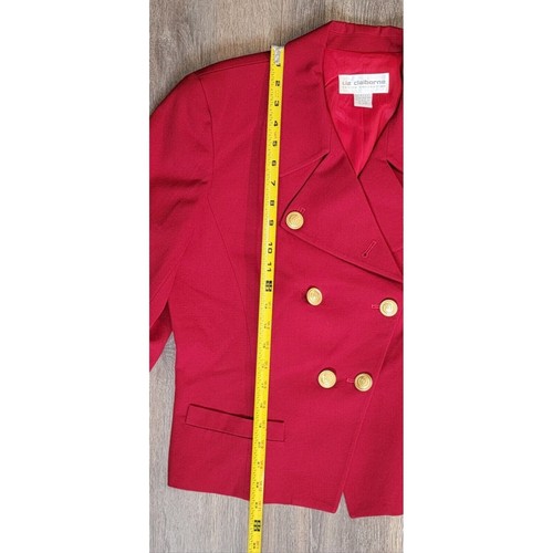 Blazer lana rosso vintage Liz Claiborne Petite Collection taglia 12 Union made in USA - Foto 9 di 12