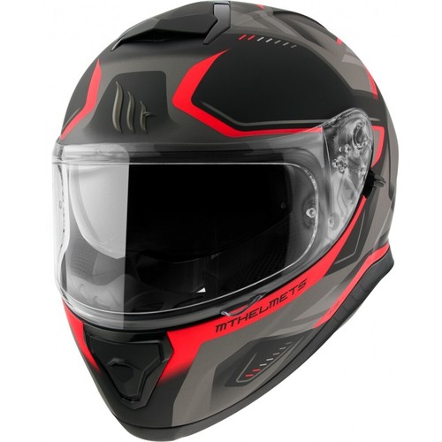MT THUNDER 3 TURBINE BLACK GREY RED MATT FULL FACE MOTORCYCLE HELMET - Picture 2 of 3