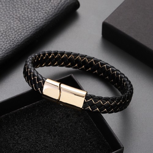 2 Pcs Men's Stainless Steel Clasp Cuff Leather Braided Bangle Jewelry Wrist Band - Picture 77 of 77