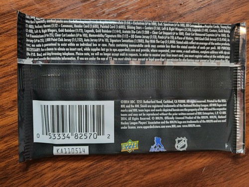 2014-15 Upper Deck Series 1 Hockey 8 Card Hobby Pack - Picture 3 of 3