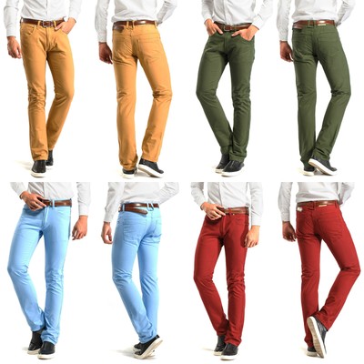 Navy Blue 30W Robelli Men/'s Designer Slim Straight Fit Denim Stretch Jeans
