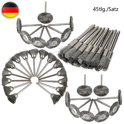 45tlg Edelstahl Drahtbürsten Stahldrahtbürste Stahldraht Topfbürsten 5//15//25 mm