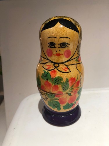 Vintage russische Matroschka verschachtelte Puppen handbemalt 5-teiliges Holzset - Bild 3 von 3