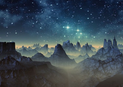 A1 | Alien Planet Mountains Poster Print 60 x 90cm 180gsm Space Wall Art #14286