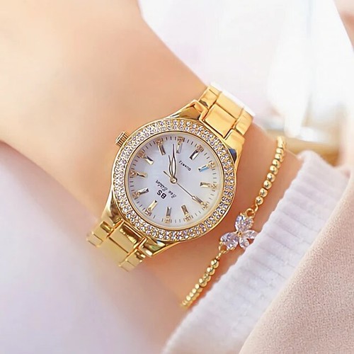Relojes de pulsera para dama Reloj de vestir dorado Relojes para mujer Acero inoxidable Plata Nuevos - Imagen 10 de 33