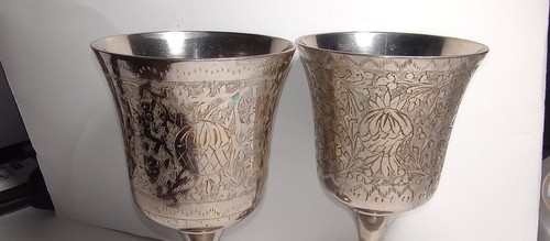 Cáliz Cáliz Grabado a Mano ZY India Regalo Mundial Ornamental Plateado - Imagen 5 de 6