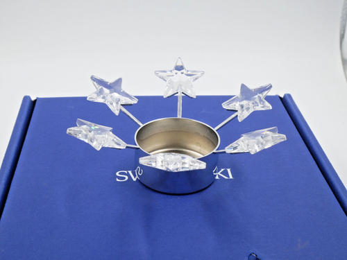 LOVELY SWAROVSKI CRYSTAL TEALIGHT CANDLE HOLDER STARS RHODIUM 683981 BOXED - Picture 2 of 5