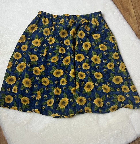 Susan Graver Studio Skirt Sheer 90s Boho Sunflower Blue High Waist Women’s S - Picture 6 of 7