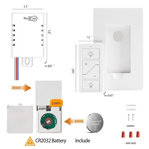 Kit de interruptor y receptor atenuador inalámbrico inteligente, sin cableado, funciona con Alexa - Imagen 11 de 12