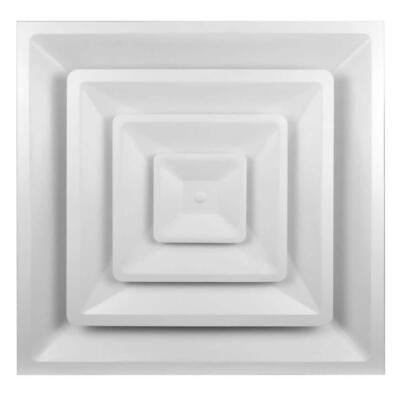 24'' x 24'' T-Bar Ceiling Air Diffuser with 10'' Round Damper, White