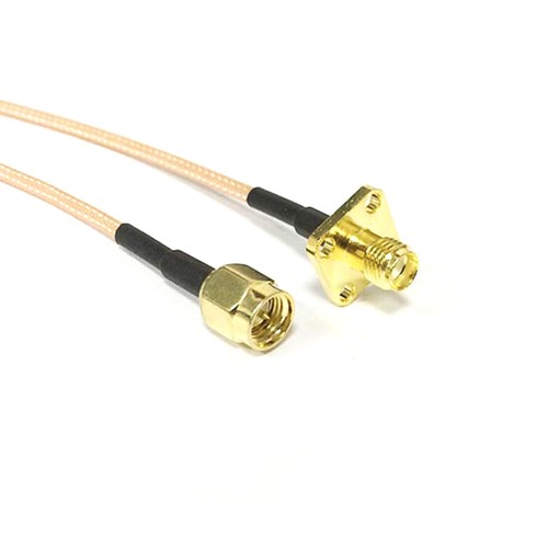 SMA male plug to SMA female 4-hole panel mount RG316 pigtail cable 15cm 6" NEW - Picture 3 of 3