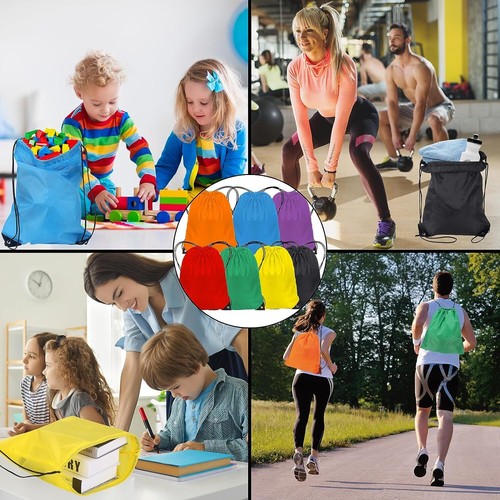 Drawstring Bags Swim Bag Oxford Drawstring Gym Bag String School Bag Waterproof - Picture 23 of 67