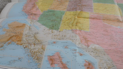 25-485 Lithographed United States Map Rand McNally Modified Conic 1956 52 By 34 - Video 1 of 1