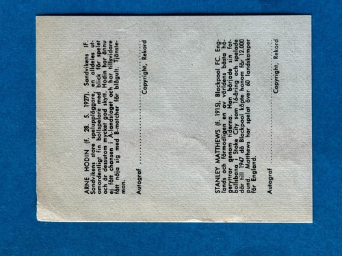 1958 REKORDMAGASINET SERIE STJARNS STANLEY MATTHEWS ROOKIE EX SWEDISH REKORD RC - Imagen 2 de 2