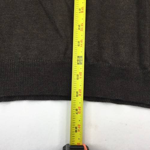 Alfani Sweater 100% Merino Wool Men's Large Heather Brown V Neck Pullover - Picture 11 of 12