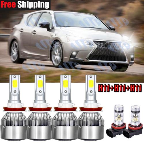 For 2011-2017 Lexus CT200h 6X LED Headlight Hi/Lo+Fog Lights Bulbs 6000K - Foto 1 di 12
