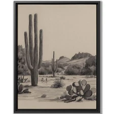 Desert Cactus Sketch Wall Art Printable | Vintage Botanical Fine Art Decor