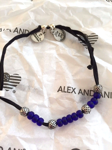 Alex and Ani Expandable Love Perfect 10 Blue Beaded Adjustable Silk Bracelet - Picture 3 of 4