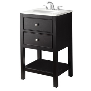 Wilmington 20 Inch Bath Vanity In Black With Bombay White Quartz